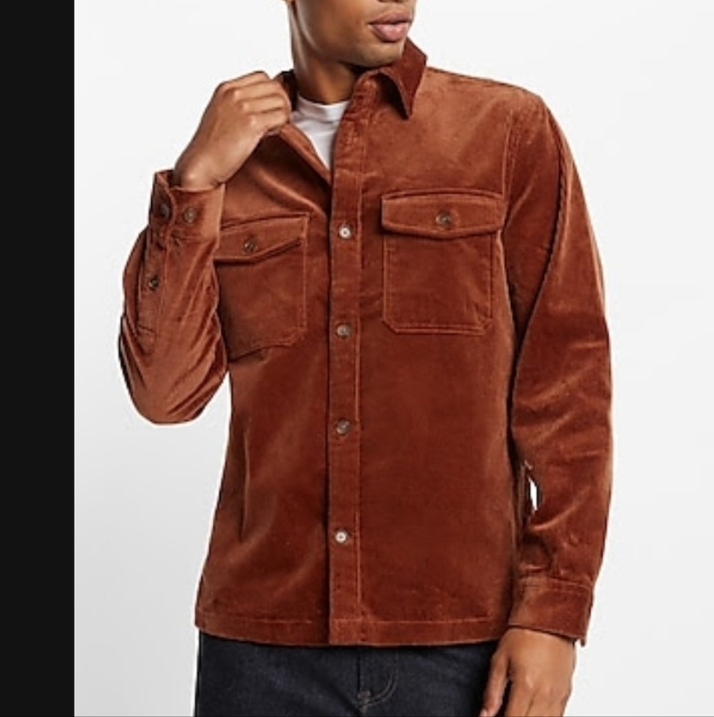 Men's Express Jacket Stretch Corduroy XL New Rust Red